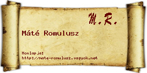 Máté Romulusz névjegykártya